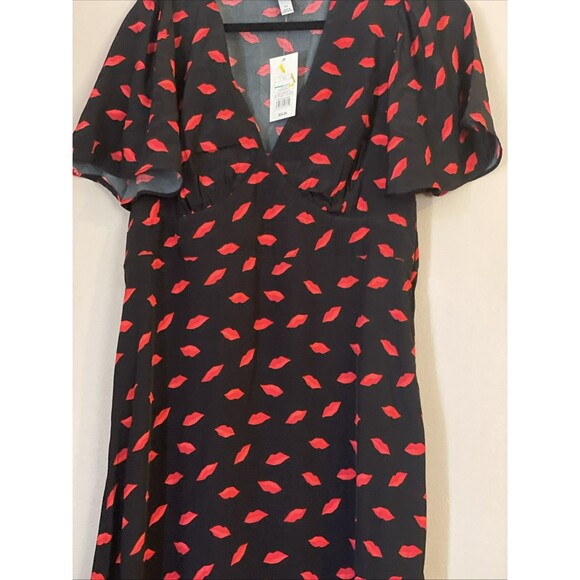 Women's Short Sleeve Maxi Sundress - a New Day Black/Red 14 NWT V-Neck - Picture 5 of 9